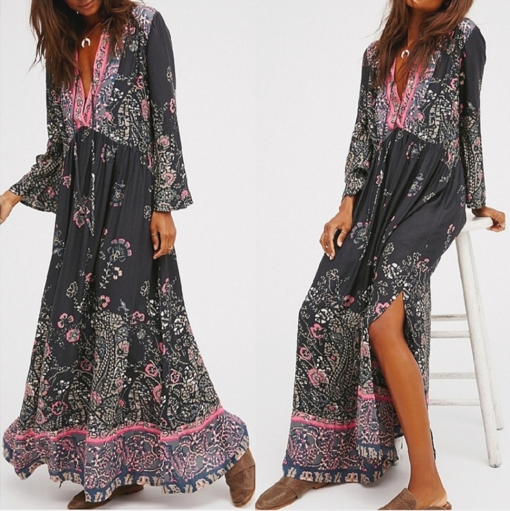 FREE PEOPLE If You Only Knew Black Boho Dress - Picture 2 of 14